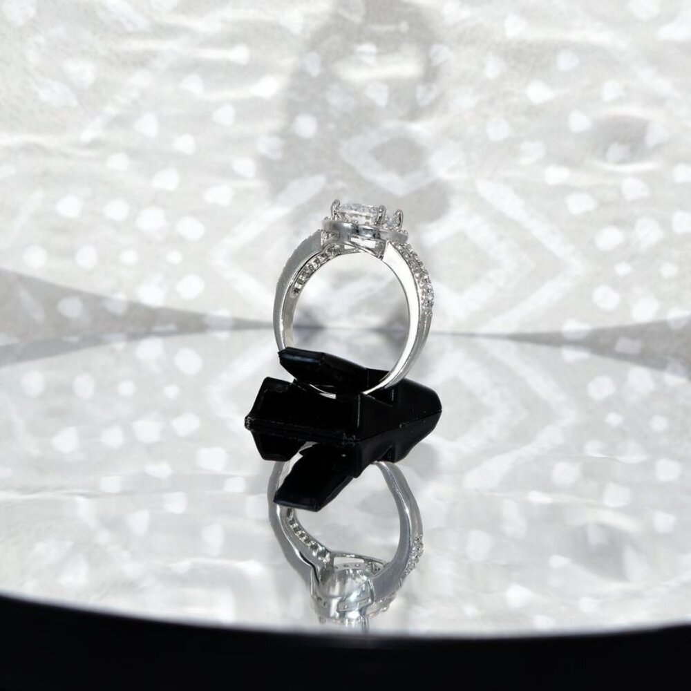 Victoria Halo Size 7 Cubic Zirconia 925 Sterling Silver Ring Gift Boxed - Picture 6 of 11